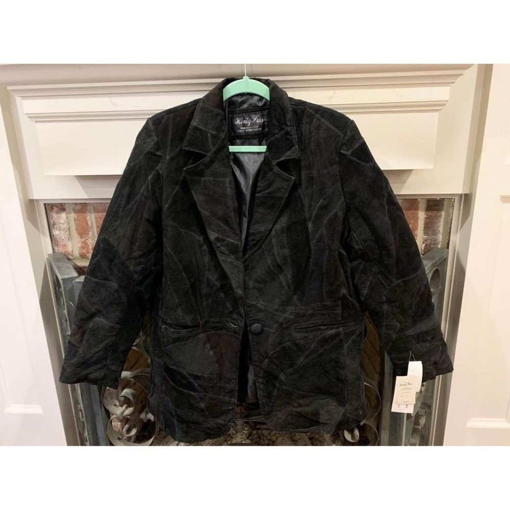 NWT Henig Furs suede leather coat, womens medium OP $199.90 (bin J)